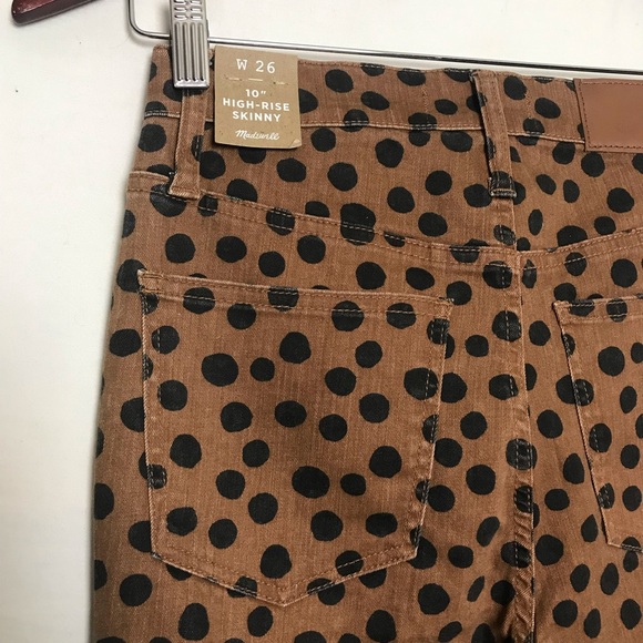 NWT Madewell Brown Leopard Dot 10” High-Rise Lyocel Skinny Pants Womens Sz 27 - Picture 11 of 16